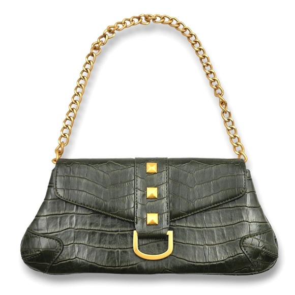 New York & Company Handbags - New York & Company Faux Alligator Skin Handbag Purse Green Brushed Gold NY&C